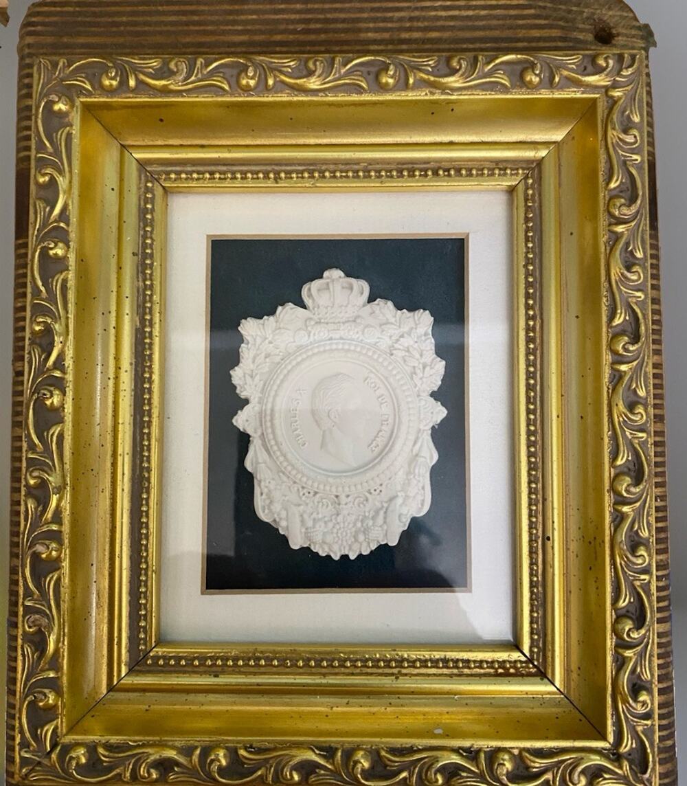 Vintage Framed Charles X Plaster Grand Tour Intaglio Wall Art 6.25"x7.25"